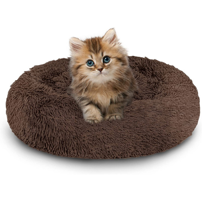 Ліжко для собак Yakimz ліжко для кішок пухнаста подушка для собак розміром близько 80 см, зручна подушка для пончиків кошик для собак миються приналежності для домашніх тварин для маленьких, середніх і великих собак кішок (60 см, кава)