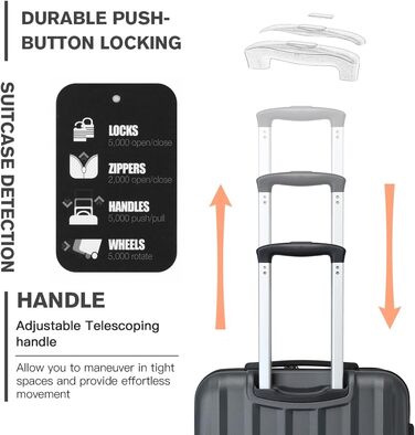 Чемодан-валіза на колесах з ABS-пластику, сірий, L - міцний та легкий, з кодовим замком