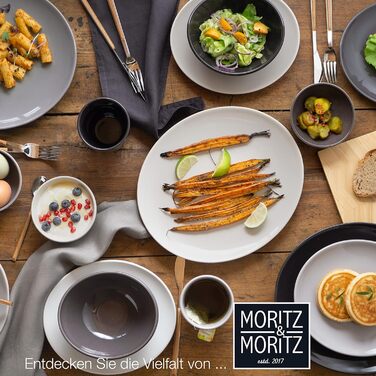 Набір десертних тарілок Moritz & Moritz 6 шт. 6P 21,5x18,5см - Набір керамічного посуду сірий - Зроблено в Португалії (60 символів)