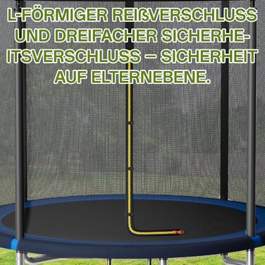 Батут JUMMICO вуличний 220 см з сіткою безпеки та захисним покриттям - блакитний