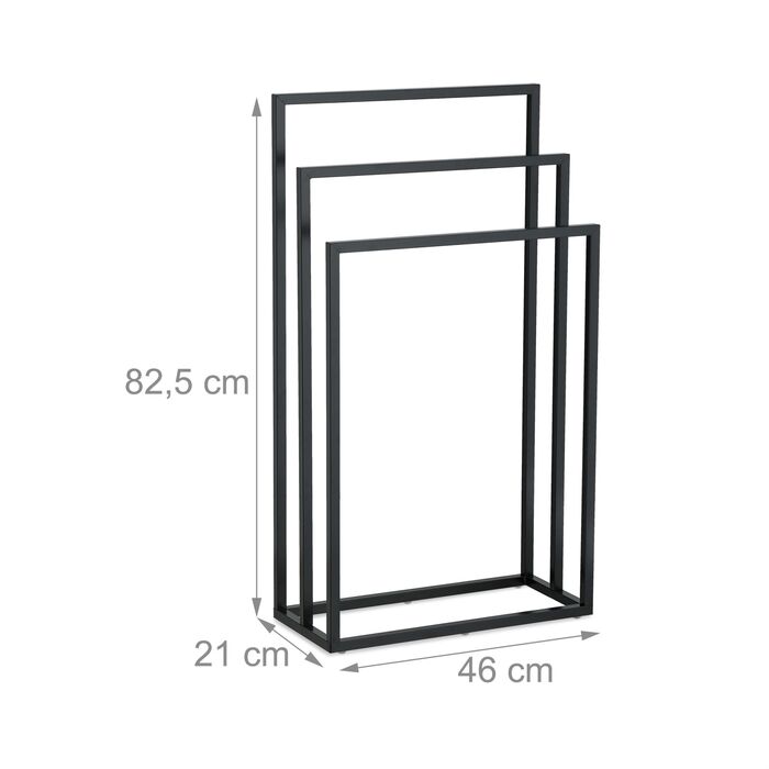 Підставка для рушників Relaxdays, чорна, з 3-ма перекладинами