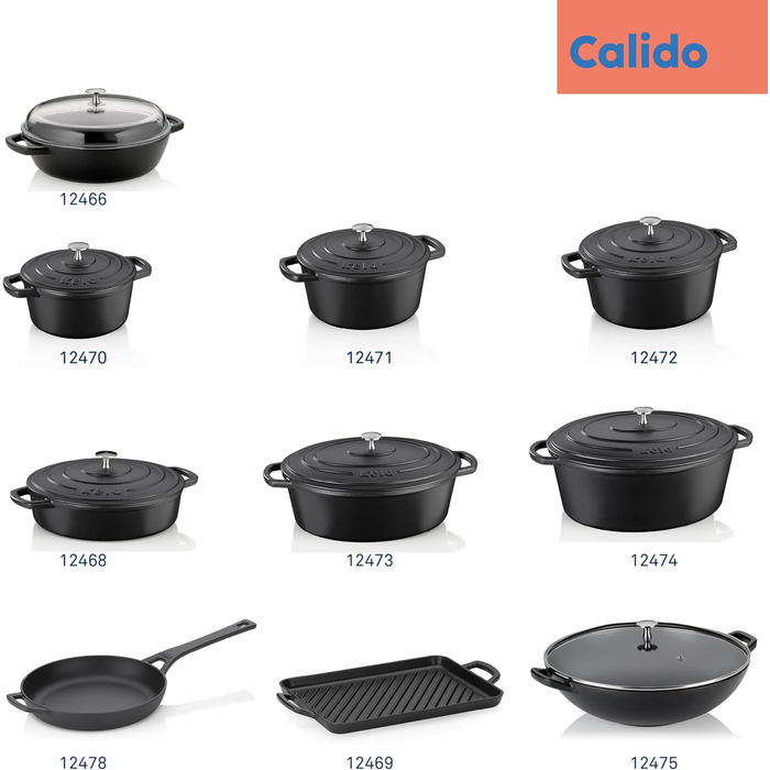 Сковорода kela Calido, Ø 28 см, чавун, основа для всієї плити, емальована, термостійка до 300C, 11963 (чорна)
