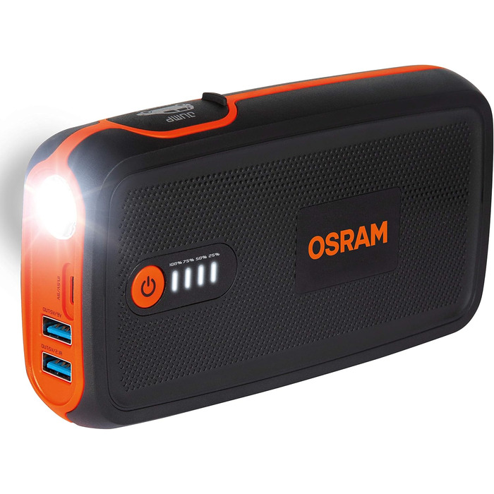 Osram BATTERYstart 400: Літієвий пусковий пристрій 2000A 12V з Powerbank, для бензинових та дизельних двигунів до 8L/4L, 16800mAh