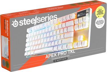 Клавіатура SteelSeries Apex Pro TKL Gen 3 для геймінгу з перемикачами Hall Effect та OmniPoint 3.0 - регульована чутливість, пресети для ігор, захист від зносу, німецька QWERTZ (Nordisch QWERTY), бездротова, біла