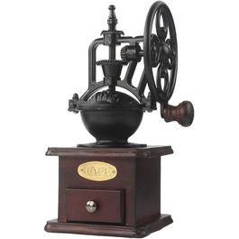 Ручна кавомолка, антична чавунна ручна кавомолка з ручним заводом з шліфуванням налаштування і висувний ящик.