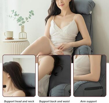 HAOYUES Лежанка для читання в ліжко та диван з підлокітниками та знімною подушкою для шиї. Подушка для читання, підтримка спини, ідеально для читання, роботи та ігор. Розмір: 75×40×55 см