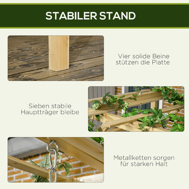 Садовий гойдалка з перголі на 2 особи, регульована висота, міцна дерев'яна рама, розміри 2,21 x 1,40 x 1,96 м