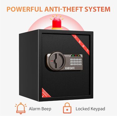 KABISAFE Сейф для дому та офісу з цифровим замком, 44L. Сейф для грошей, документів, прикрас. Світлодіодне підсвічування, ключ.