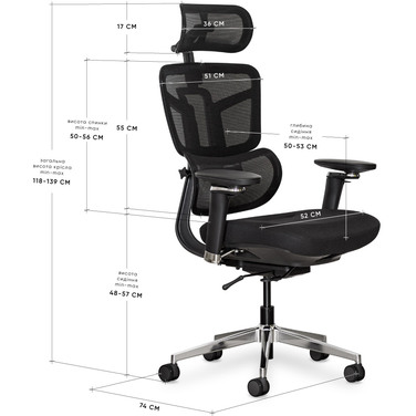 Крісло Mealux S4 Air Fabric Black (арт. HF-S4 F/B)