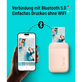 Портативний фотодрук Liene Pearl K100 з друком на Zink папері, Bluetooth 5.0, для iOS та Android, рожевий