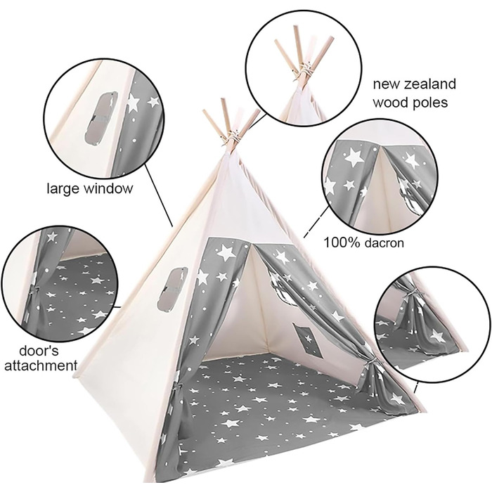 Дитячий намет-типі для гри, намет-типі для дітей з вікном, індіанський намет-типі для дому та вулиці, куточок для затишку та ігор
