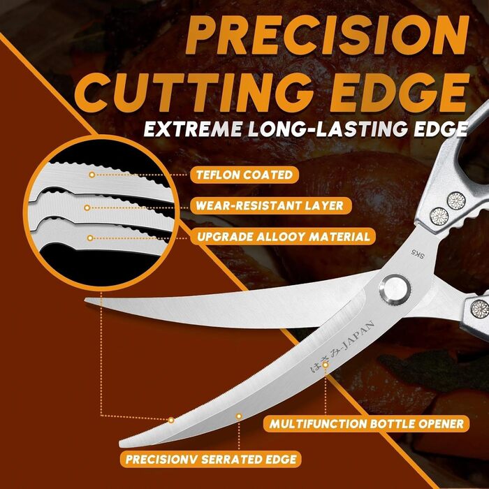 Набір кухонних ножиць Dream Reach Silver: кухонні, для птиці та кісток, нержавіюча сталь, багатофункціональні, миються в посудомийній машині