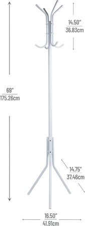 Вішалка для одягу Mind Reader Alloy Collection з 8 гачками, металева, біла, 14.75' x 16.5' x 69'