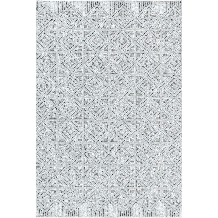 Вуличний килим в етнічному скандинавському стилі 3D дизайн атмосферостійкий 8 мм Висота ворсу Балкон Тераса кухонний килим простий у догляді, колір розмір (80x250 см, сірий)