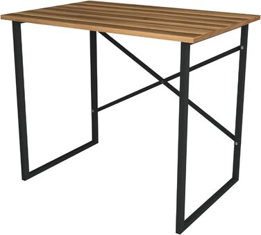 Письмовий стіл Tjeldsund Комп'ютерний стіл Офісний стіл 75 x 90 x 60 см Робочий стіл Металевий каркас Стіл для ноутбука (горіх)
