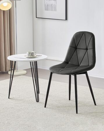 Крісла для їдальні Lestarain з підлокотниками, для кухні, вітальні, оббивка з велюру, металевий каркас, ергономічний дизайн, темно-зелений колір (темно-сірий), набір 2 шт.