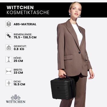 Чемодан для косметики/ручної поклажі WITTCHEN Globe Line | ABS, кодовий замок, 25 x 33 x 16,5 см, чорний | Підходить для Lufthansa, Eurowings, Ryanair, Condor, Discover Airlines