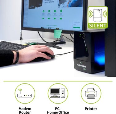 Tecnoware Mini UPS ERA Plus DC: ДБЖ для WiFi/Відеоспостереження, Powerbank 5200mAh, захист від стрибків напруги та відключень до 240 хв (PC/MODEM/VIDEO)