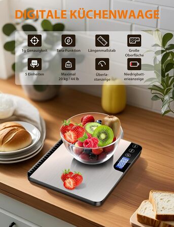 Цифрова кухонна вага з двома платформами, 15 кг, 7 одиниць вимірювання, LCD дисплей, функція тарування, прецизійна вага для випічки, приготування їжі, подвійна вага (срібна)