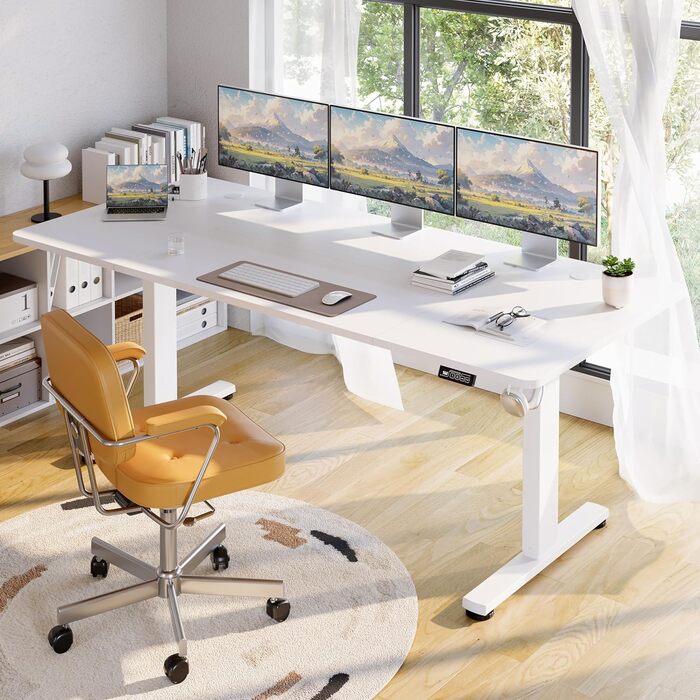 Регульований стіл для роботи з USB-C, електричний, з пам'яттю, стоячи/сидячи, комп'ютерний, для офісу, білий Pro, 200 x 80 см