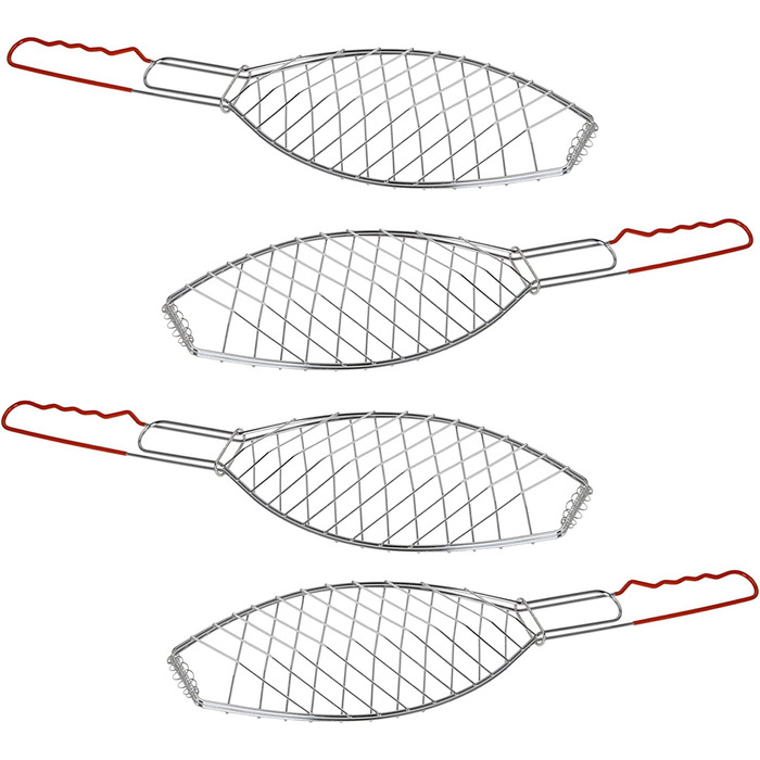 Набір гриль-решіток для риби з відкидною ручкою, 4 шт.