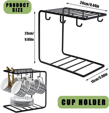 Металевий підстаканник, тримач для кавових чашок 6 гачків, полиця для чайної чашки, місце для зберігання чашок на 6 комплектів