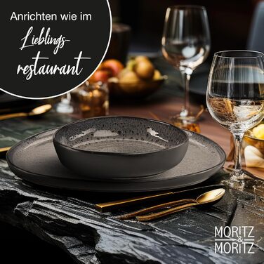 Набір посуду Moritz & Moritz ORGANIC 18 предметів (6 осіб) сірий - елегантний набір тарілок з високоякісної кераміки (6 великих, 6 десертних, 6 супових тарілок)