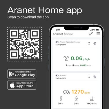 Aranet4 Home: Бездротовий датчик якості повітря для дому, офісу або школи (CO2, температура, вологість)