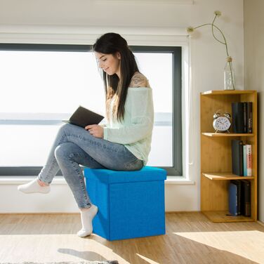 Relaxdays Складний табурет з місцем для зберігання, льон