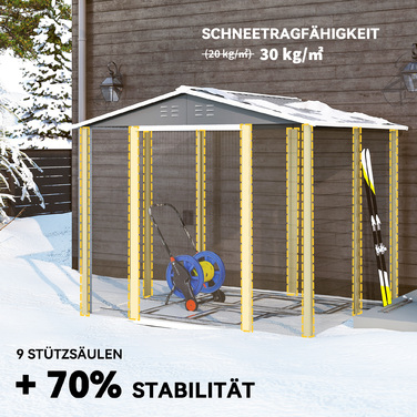 Металевий сарай для інструментів, стійкий до погодних умов та антикорозійний, із замком, розміром 2,40 x 2,06 x 1,98 м, світло-сірий