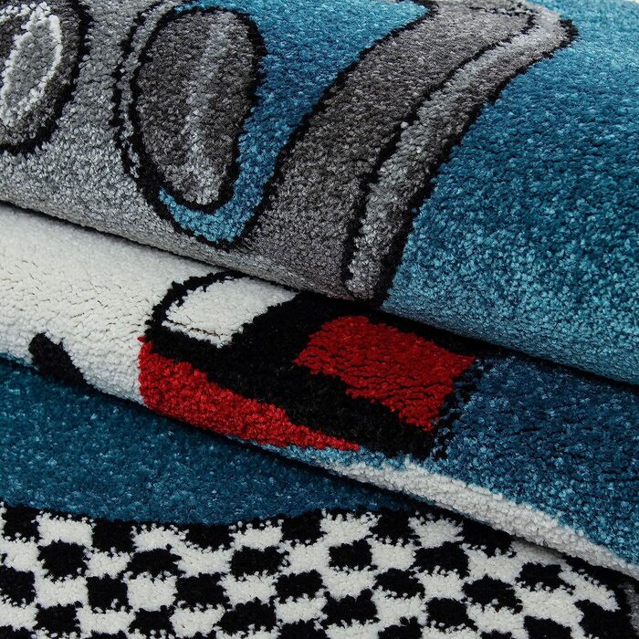 Домашній дитячий килим з коротким ворсом дизайн гоночного автомобіля Формула 1 дитяча ігрова кімната дитяча ігрова кімната висота ворсу 11 мм М'який прямокутний бігун Колір Розмір (160 см круглий, синій)