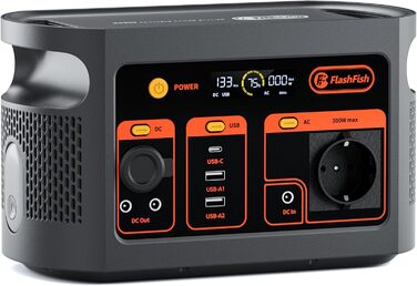 Powerstation FlashFish E103: 300W, 179.2Wh LiFePO4, 3000 циклів, 230V AC, для кемпінгу та подорожей