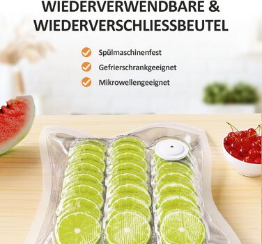 Вакууматор для продуктів харчування, компактний вакуумний пакувальник для безперервного використання з набором з 30 вакуумних пакетів