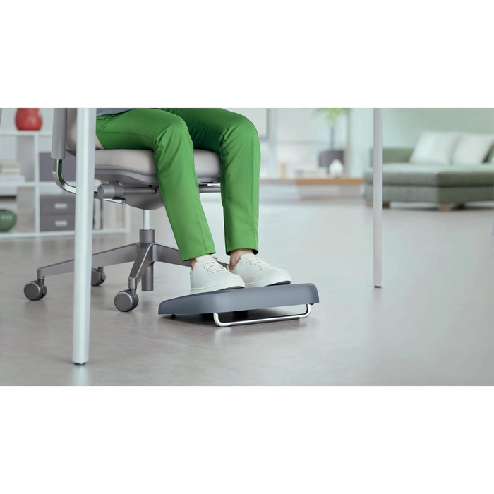 Підніжка для столу Leitz, регульована, для офісу та дому, знімає біль у спині та плечах, тканинний чохол, сертифікат IGR, серія Ergo Cosy, сіра, 53710089