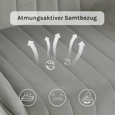 Крісла для їдальні Lestarain, 2 шт., для кухні, вітальні, їдальні, в стилі ретро, з м'яким сидінням, металеві ніжки, до 150 кг, (велюр, світло-сірий)