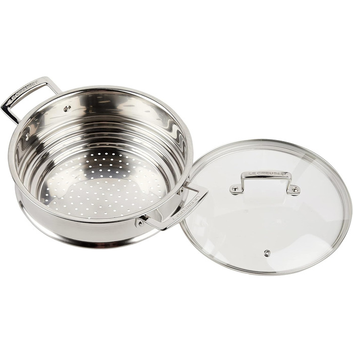 Вставка для пароварки Le Creuset з нержавіючої сталі з кришкою з термостійкого скла, діаметр 24 см