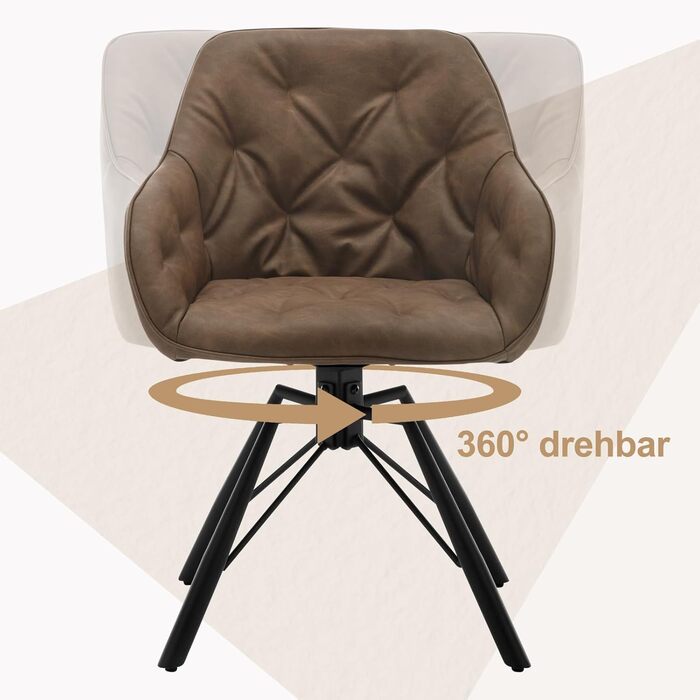 Крісло для їдальні WOLTU EZS61br-1 (8 шт.) з підлокітниками, штучна шкіра, металеві ніжки, коричневе