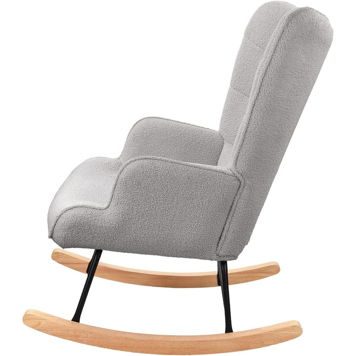 Крісло-гойдалка Liuyoyo з високою спинкою, м'яке крісло з оббивкою, для спальні, офісу, читання, сучасний дизайн (Рожевий, Світло-сірий)