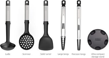 Joseph Joseph Elevate Fusion: Набір кухонних аксесуарів 5 шт. з силікону з компактною підставкою, BPA-free, стійкий до нагрівання, з антипригарним покриттям