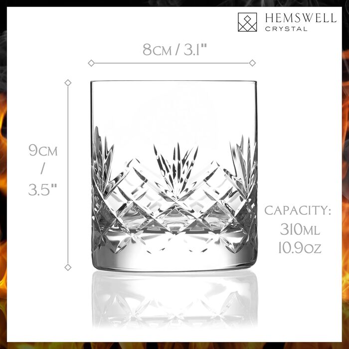 Набір склянок для віскі Glenrigg 2 шт. 310 мл – склянки-тумблери з кришталю без свинцю, з важким дном, ручна обробка, подарункова коробка