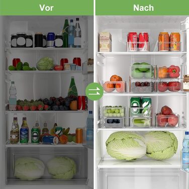 Організатор для холодильника FINEW, набір 12 шт (4 маленькі, 4 середні, 4 великі), прозорі контейнери для зберігання, BPA free