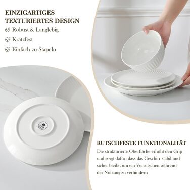 Набір посуду MALACASA LEILA, 18 предметів, порцеляна, скандинавський стиль, білий. Серія LEILA - 6 осіб, 18-ти частинний сервіз