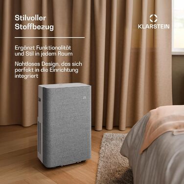 Klarstein AireLux: Мобільний кондиціонер 14000 BTU, для приміщень до 51 м², з керуванням через додаток та голосовим управлінням, 4-в-1 (охолодження, осушувач, вентилятор, нічний режим), тихий, сірий