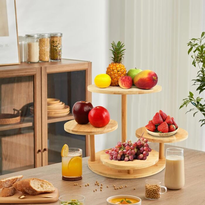 Багатоярусний стійка для тортів та капкейків з дерева, 4 яруси, Ø 30/32 см, для вечірок, днів народжень, святкового декору