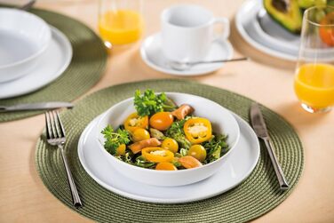 CreaTable Серія Chef Collection: 18-частинний набір посуду для 6 осіб, кавовий сервіз з порцеляни, придатний для миття в посудомийній машині та використання в мікрохвильовій печі, Made in Europe (12-частинний сервіз, білий)