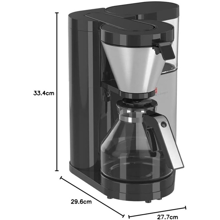 Кавоварка з фільтром - зі скляним глечиком - Функція таймера - Крапля-стоп - 10 чашок - Чорний/Нержавіюча сталь (1012-03) (Aroma Elegance, Одинарний)