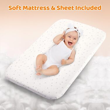 Дитяче ліжко-приліжкове 3 в 1 з м'яким матрацом, безпечне та універсальне, 7 положень по висоті, відкидна боковина з колесами для дому та подорожей