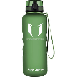 Пляшка для пиття Super Sparrow-герметична пляшка для води об'ємом 1,5 л-спортивна пляшка без бісфенолу А / Школа, спорт, вода, велосипед (2-матовий шавлія)