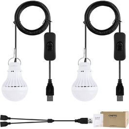 Лампа для кемпінгу Onite, 2 шт. портативна Світлодіодна лампа для кемпінгу, лампа для намету USB з Y-подібним роз'ємом USB, робоча лампа аварійне обладнання для будинку на колесах, саду, підвалу, майстерні (теплий білий)