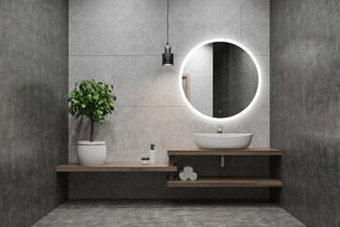 Круглий дзеркало для ванної кімнати 80 см з LED-підсвічуванням та сенсорним вимикачем